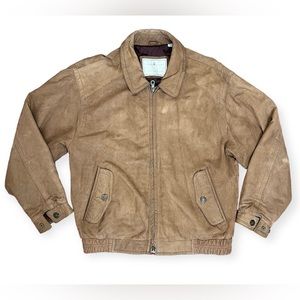 Mens Towne from London Fog Leather Bomber Jacket Size M